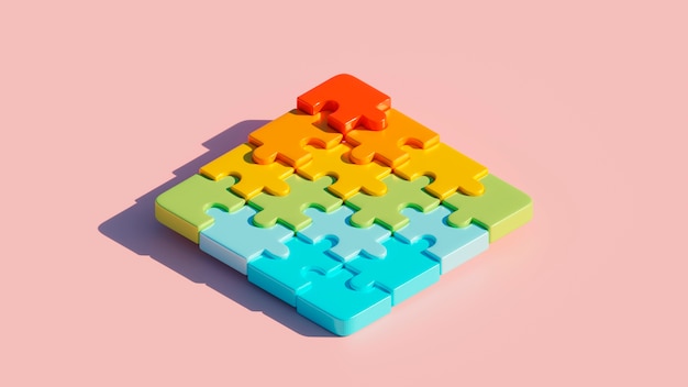 Visualização 3D das peças do quebra-cabeça