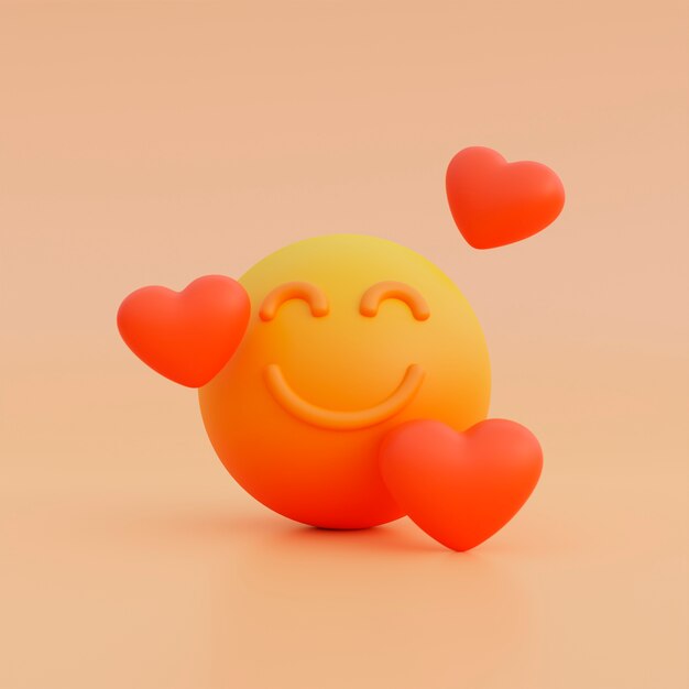 visualização 3D de emoji amarelo