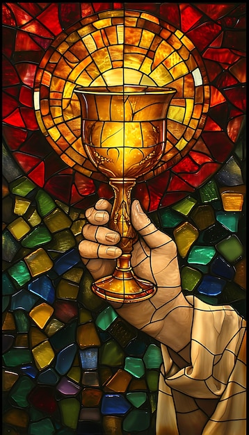 Foto grátis vitrais coloridos com cena da santa comunhão