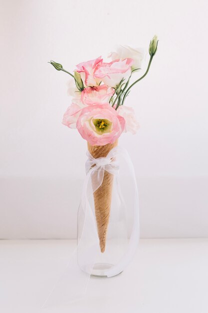 Waffle cone com flores