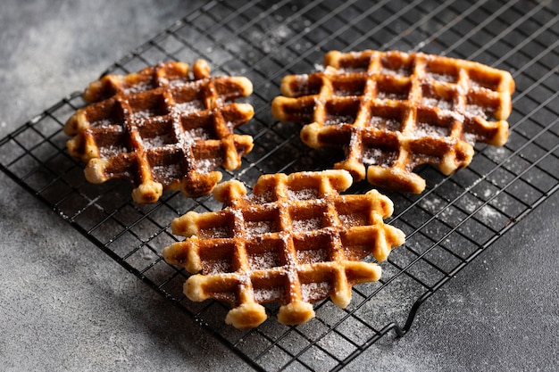 Waffles belgas de close-up