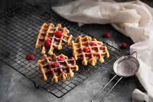 Foto grátis waffles belgas de close-up