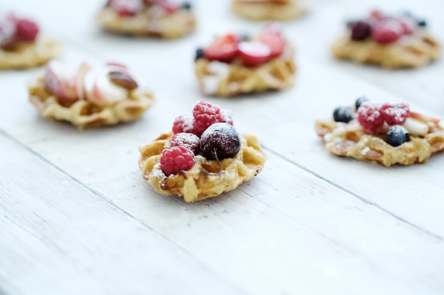 Waffles com frutas