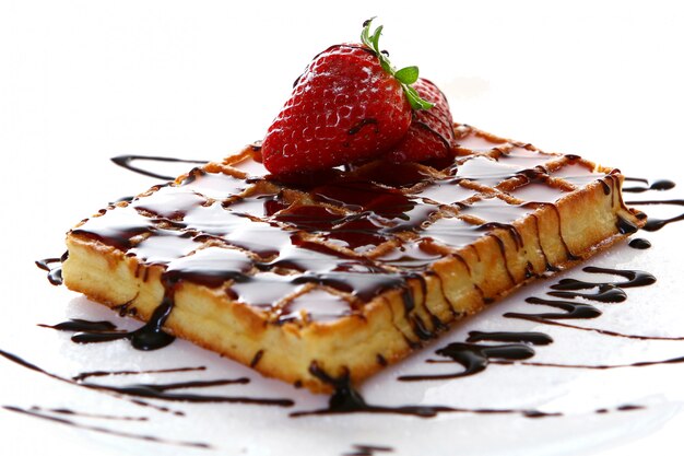 Waffles com morango