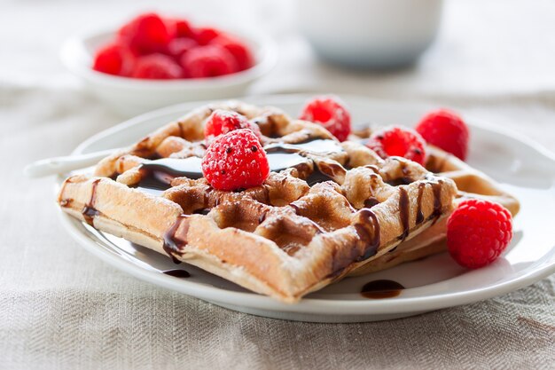 waffles deliciosos com chocolate