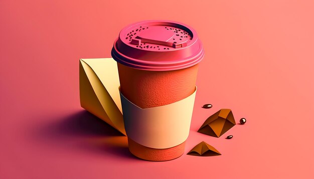 Xícara de café em AI generativa de cor Viva Magenta