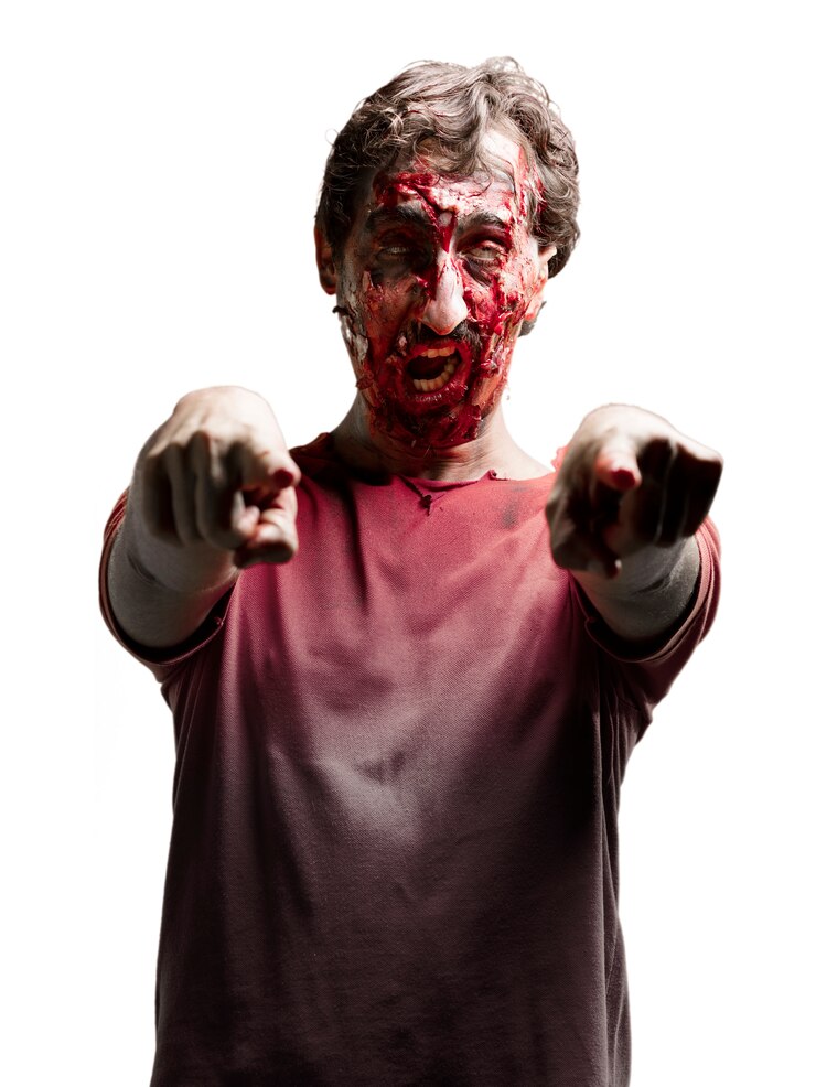 Foto grátis zombie apontando com ambas as mãos