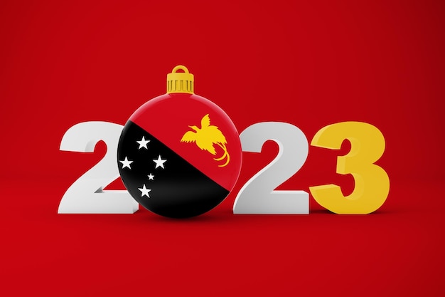 2023 Jahr mit Papua-Neuguinea-Ornament
