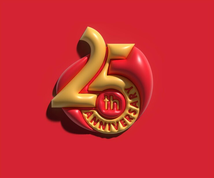 Kostenlose Foto 25-jähriges jubiläumsfeier 3d-rendering.