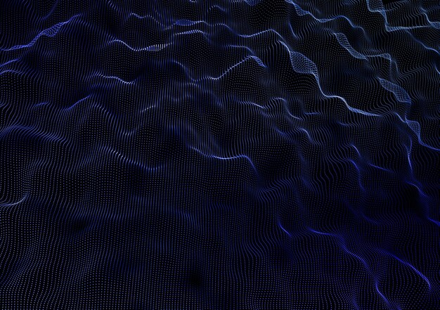 3D abstrakter Hintergrund mit fließenden digitalen Partikeln