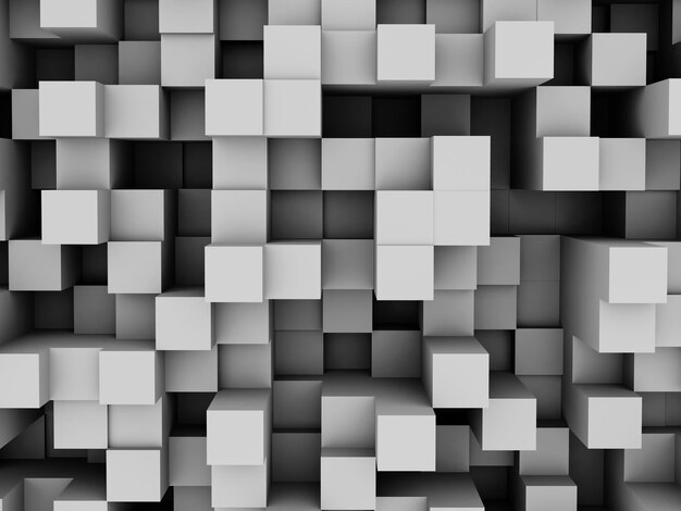 3D abstrakter Hintergrund mit Wand aus extrudierenden Würfeln