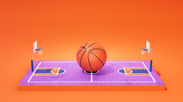 3D-Ansicht der Basketball-Grundlagen