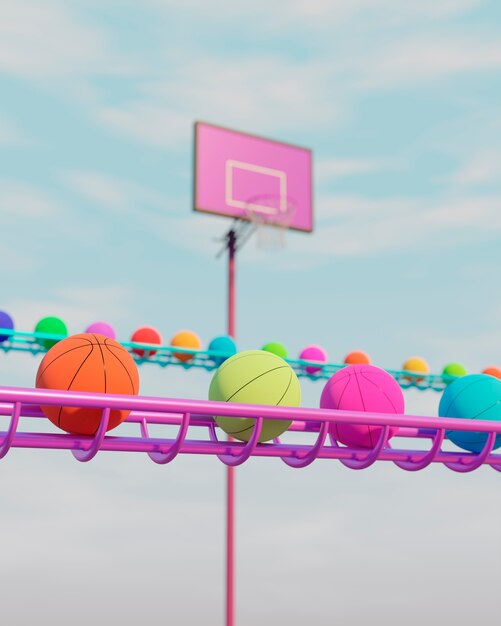 3D-Ansicht der Basketball-Grundlagen