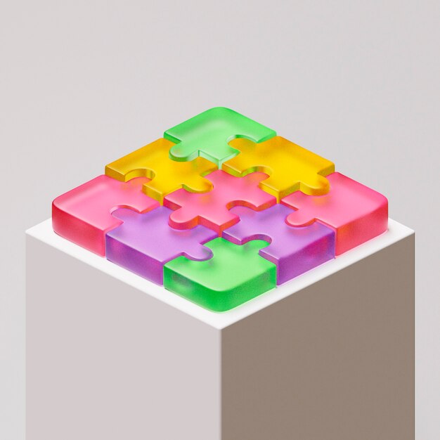 3D-Ansicht der Puzzleteile