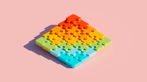 3D-Ansicht der Puzzleteile