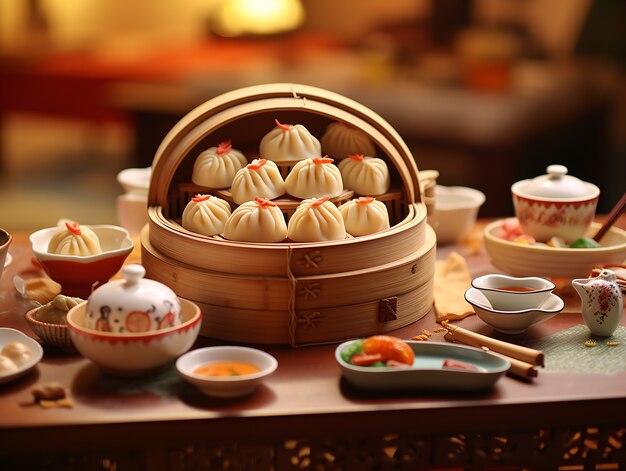 3D-Ansicht des chinesischen Neujahrs-Wiedervereins zum Abendessen