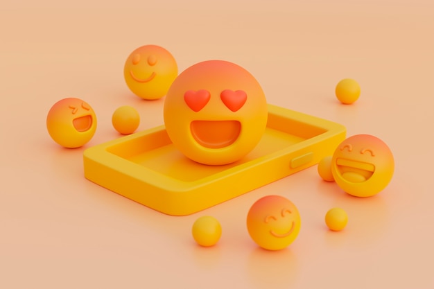 3D-Ansicht des gelben Emoji