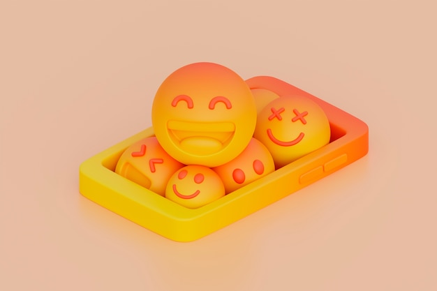 3D-Ansicht des gelben Emoji