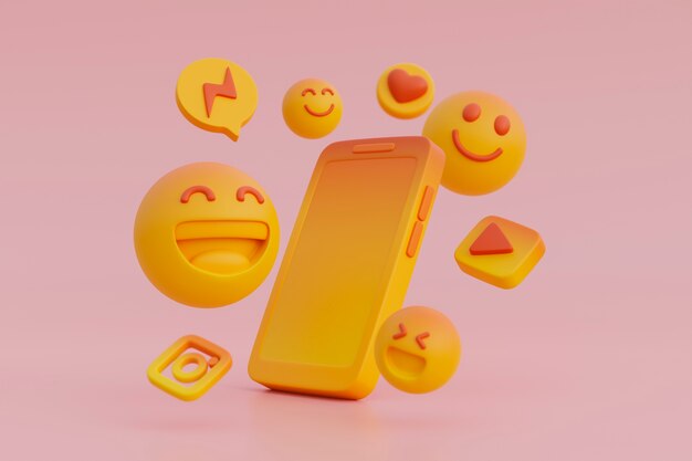 3D-Ansicht des gelben Emoji