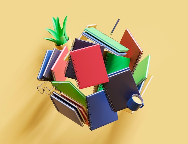 3D-Ansicht von Büchern