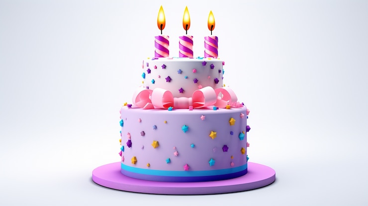 Kostenlose Foto 3d-ansicht von köstlich aussehendem kuchen mit kerzen