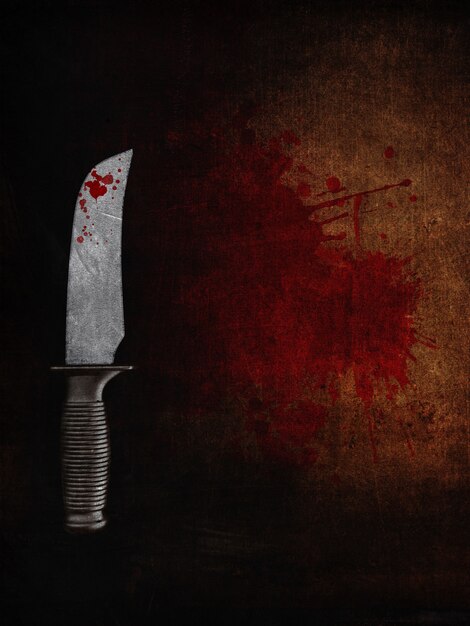 3D auf einem blutigen Grunge-Hintergrund von einem blutigen Messer machen