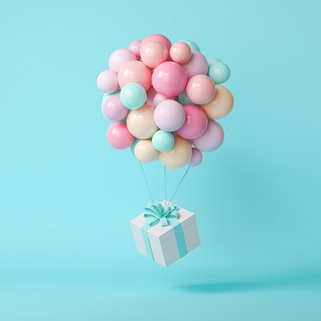 3D-Ballons und Geschenkbox
