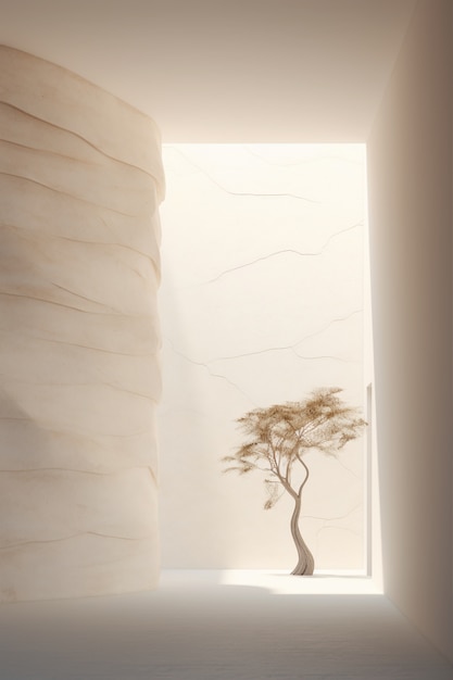 3D-Baum im Sonnenlicht