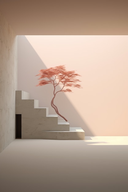 3D-Baum mit Sonnenlichthintergrund