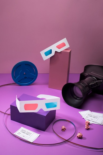 3D-Brille und Hochwinkelkamera