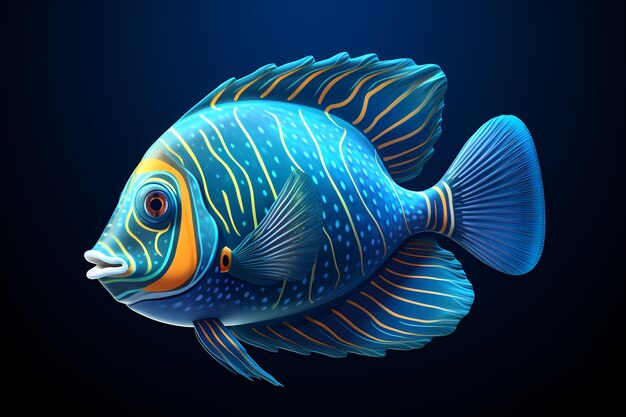 3D bunter Fisch mit dunklem Hintergrund