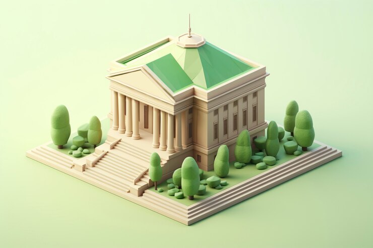 Kostenlose Foto 3d-cartoon-ansicht des strafverfolgungsgebäudes
