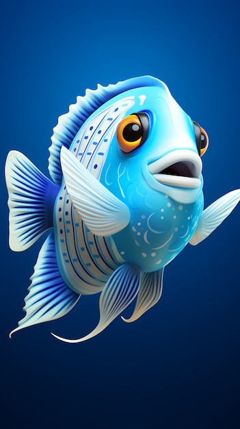 3D-Cartoon-Fisch unter Wasser