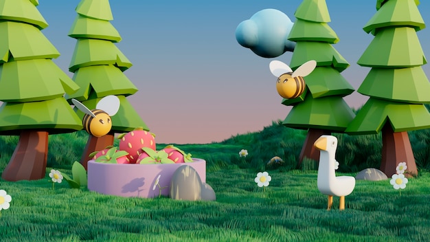 3D-Cartoon-Hintergrund für Kinder
