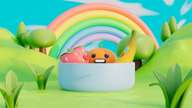 3D-Cartoon-Hintergrund für Kinder