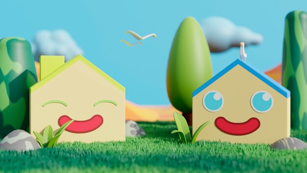 3D-Cartoon-Hintergrund für Kinder