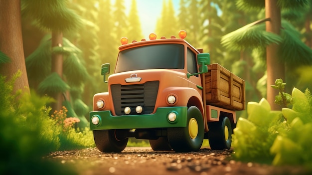 Kostenloses Foto 3d-cartoon-lkw-illustration