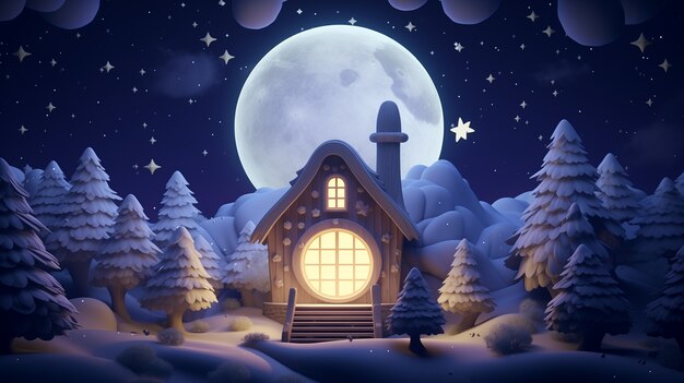 3D-Cartoon-Nachthimmel