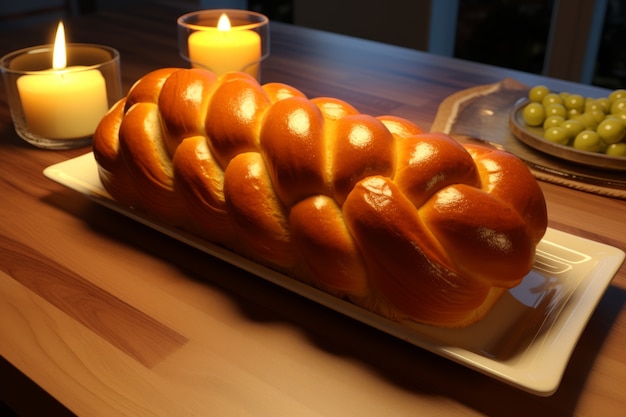 Kostenloses Foto 3d-challah-gericht für chanuckah