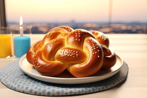 Kostenloses Foto 3d-challah-gericht für chanuckah