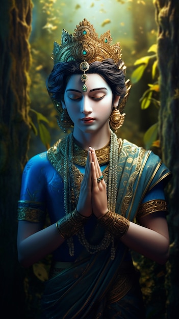 3D-Darstellung der hinduistischen Gottheit Krishna