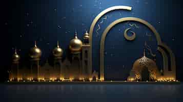 Kostenloses Foto 3d-darstellung des arabischen palastes für die islamische ramadan-feier