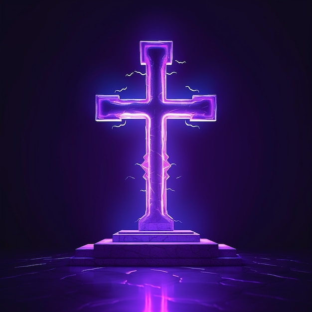 3D-Darstellung des Neonkreuzsymbols