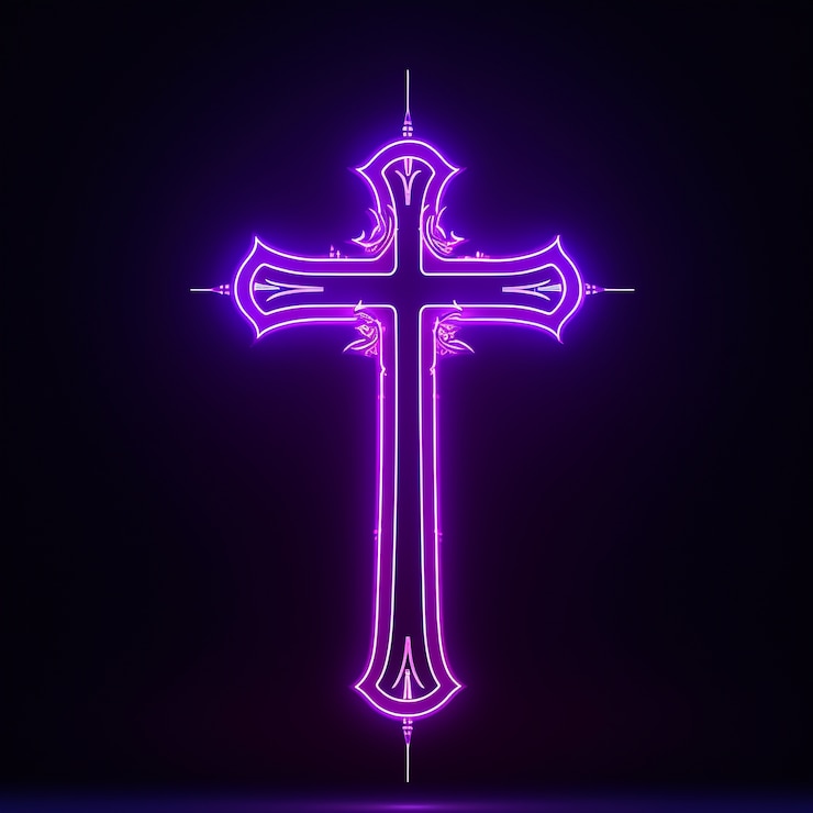 Kostenlose Foto 3d-darstellung des neonkreuzsymbols