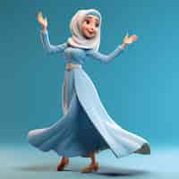 Kostenloses Foto 3d-darstellung einer cartoon-ähnlichen frau im hijab