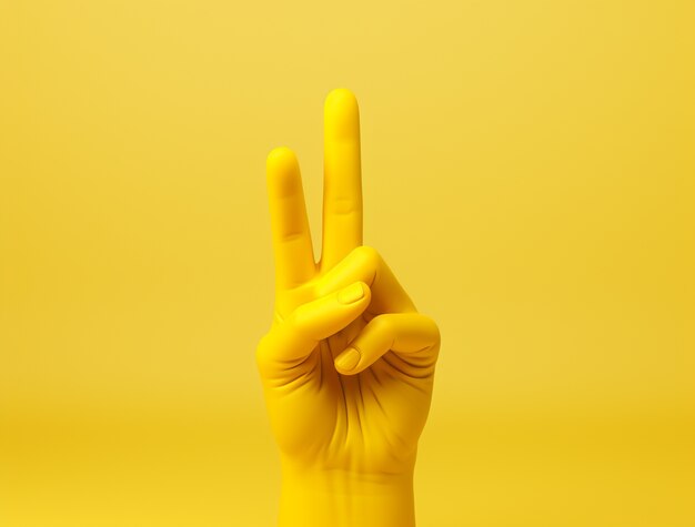 3D-Darstellung einer Hand, die Frieden zeigt