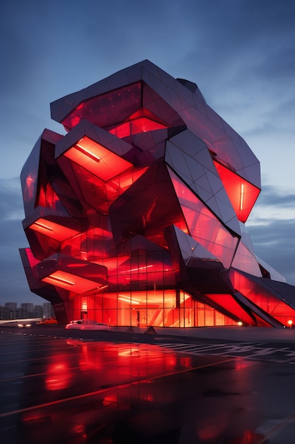3D-Darstellung eines abstrakten Gebäudes