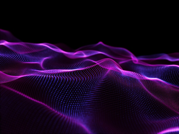 3D-Darstellung eines abstrakten Hintergrunds mit fließenden Partikeln