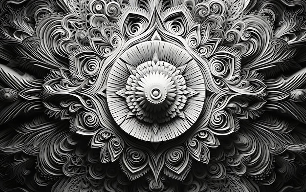 3D-Darstellung eines abstrakten schwarz-weißen Hintergrunds