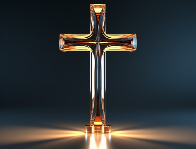 3D-Darstellung eines Buntglaskreuzes